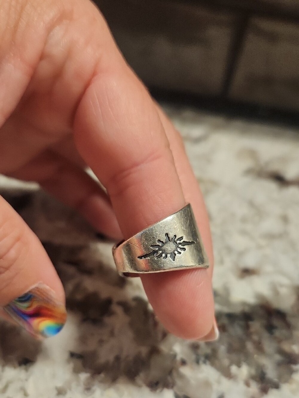 Sterling Silver Sun & Moon Signet Ring - Silver - Picture 2 of 4